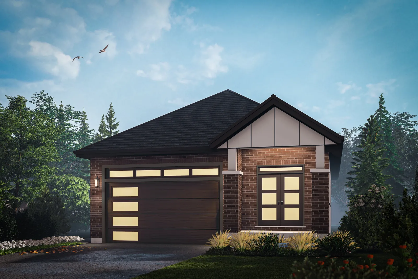 The Elm Modern exterior elevation rendering for Lot 5