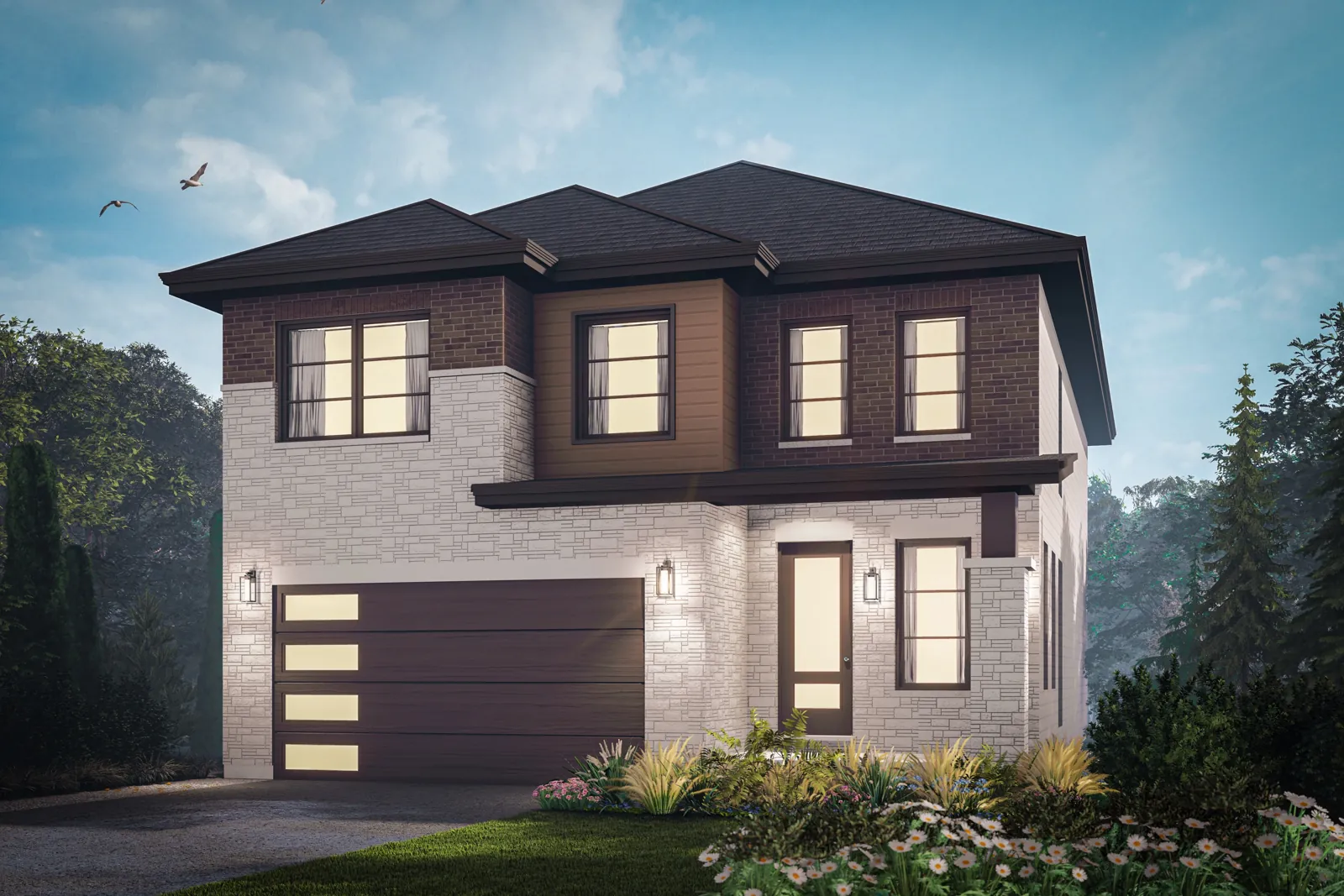 The Willow Modern exterior elevation rendering for Lot 4